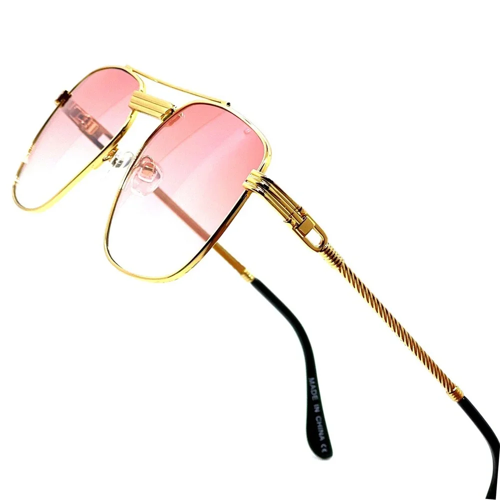 Pink Sunglasses Fashion Men Women Gold Frame Retro Vintage Shades Lentes‎ Gafas